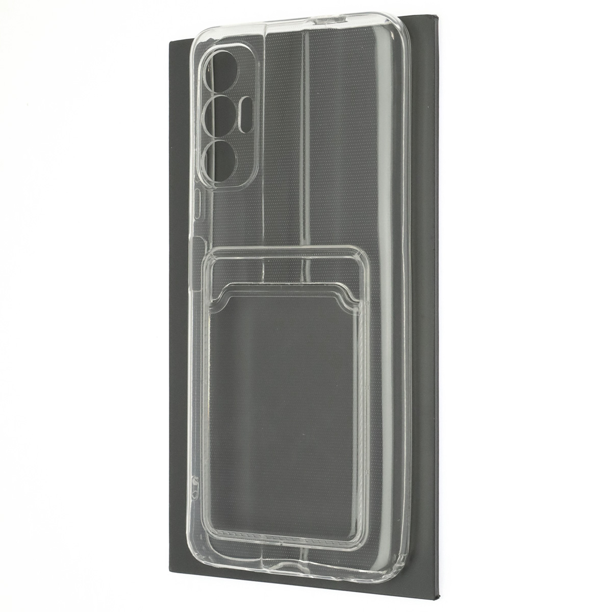 Чехол накладка CARD CASE для TECNO Pova 3, силикон, отдел для карт, цвет прозрачный Чехол накладка CARD CASE для TECNO Pova 3, силикон, отдел для карт, цвет прозрачный
