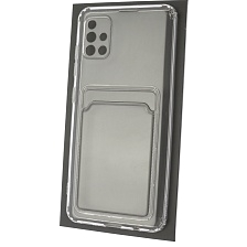 Чехол накладка CARD CASE для SAMSUNG Galaxy A51 (SM-A515), силикон, отдел для карт, цвет прозрачный Чехол накладка CARD CASE для SAMSUNG Galaxy A51 (SM-A515), силикон, отдел для карт, цвет прозрачный