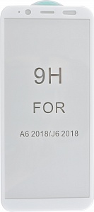 Защитное стекло "5D" GLASS FULL GLUE для SAMSUNG Galaxy J6 2018 (SM-J600), цвет канта белый.
