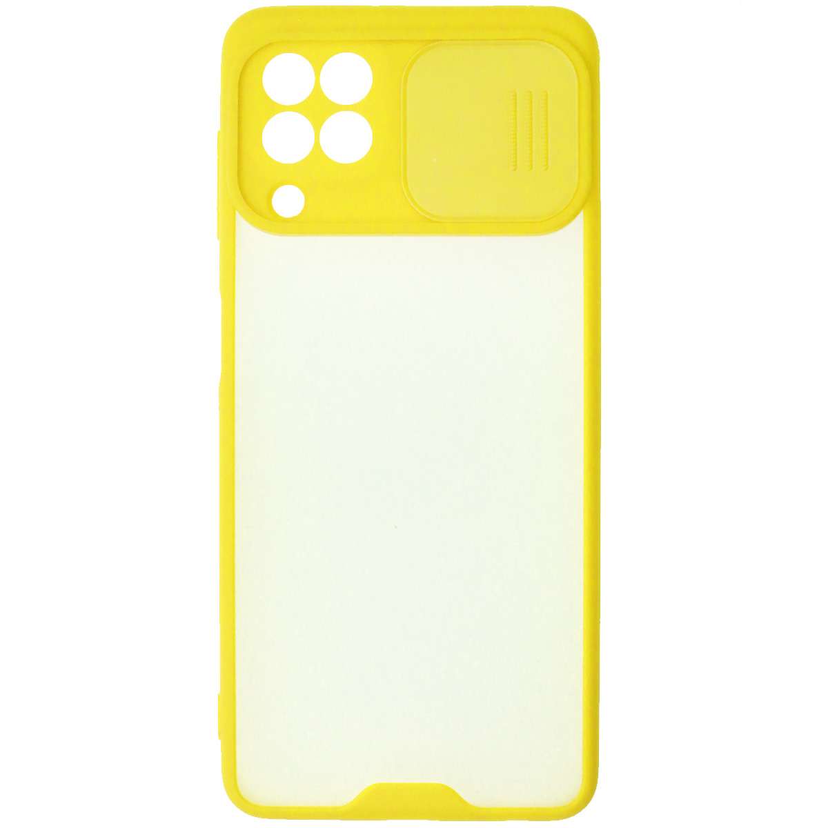 Чехол накладка LIFE TIME для SAMSUNG Galaxy A22 4G (SM-A225F), M22 (SM-M225F), M32 (SM-M325F), силикон, пластик, матовый, со шторкой для защиты задней камеры, цвет окантовки желтый