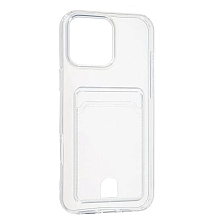 Чехол накладка CARD CASE для APPLE iPhone 16 Pro Max (6.9"), силикон, отдел для карт, цвет прозрачный