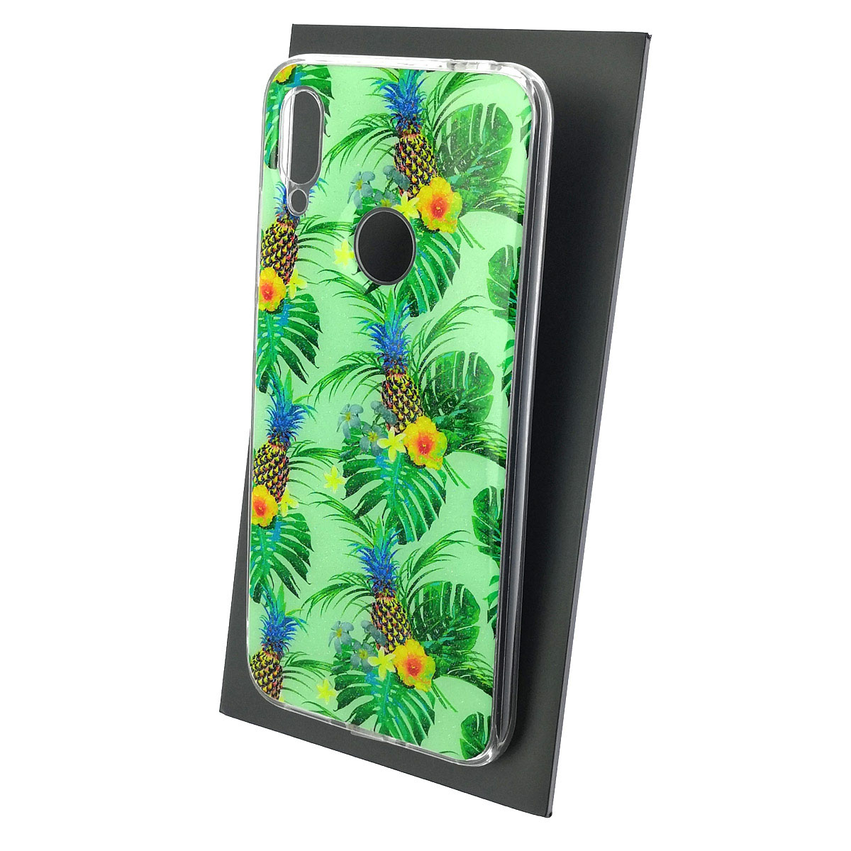 Чехол накладка для XIAOMI Redmi Note 7, Note 7 Pro, силикон, блестки, глянцевый, рисунок Ананасы цветы Чехол накладка для XIAOMI Redmi Note 7, Note 7 Pro, силикон, блестки, глянцевый, рисунок Ананасы цветы