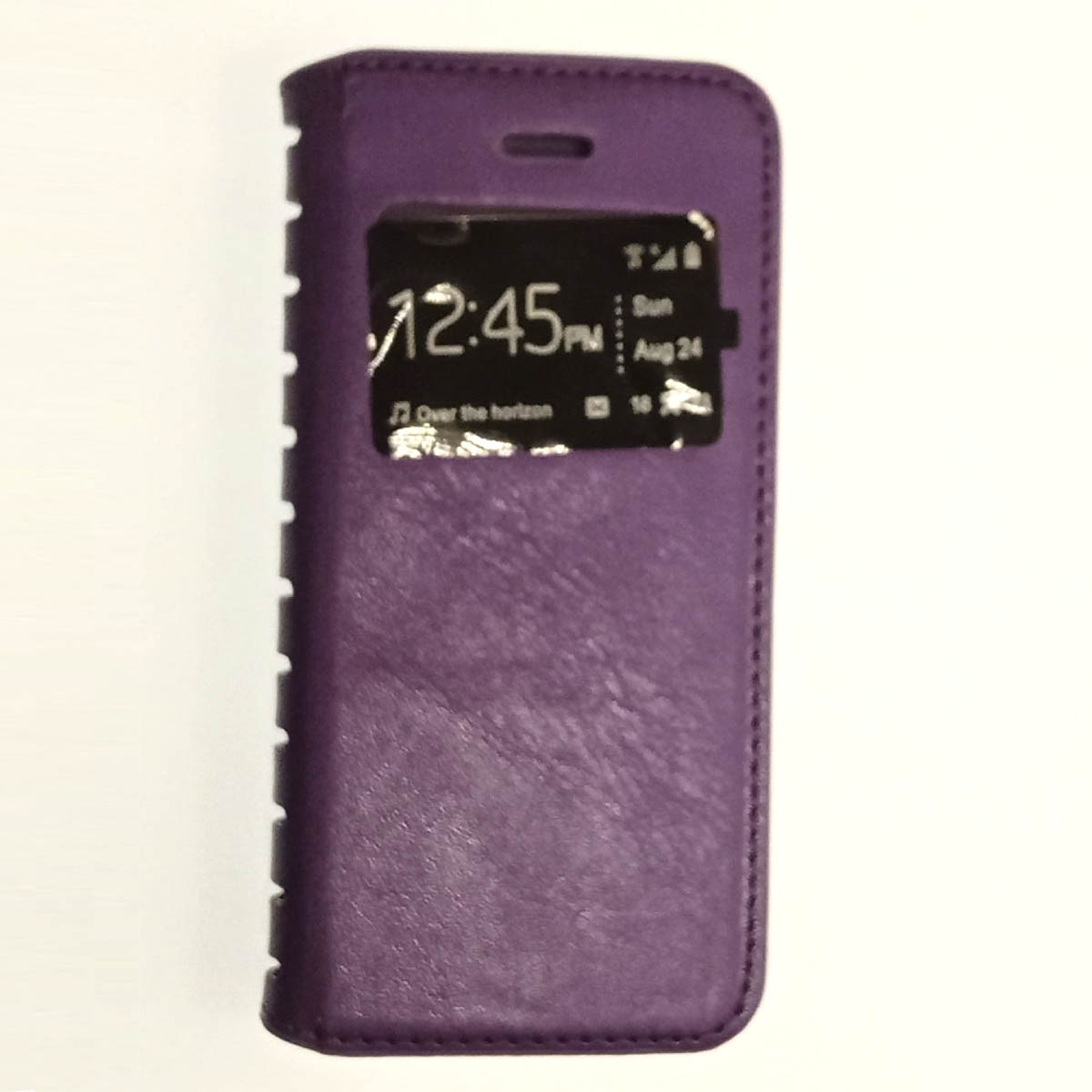 Чехол-книжка в бок для Apple iPhone 5/5S/SE фиолетового цвета с окошком. Чехол-книжка в бок для Apple iPhone 5/5S/SE фиолетового цвета с окошком.