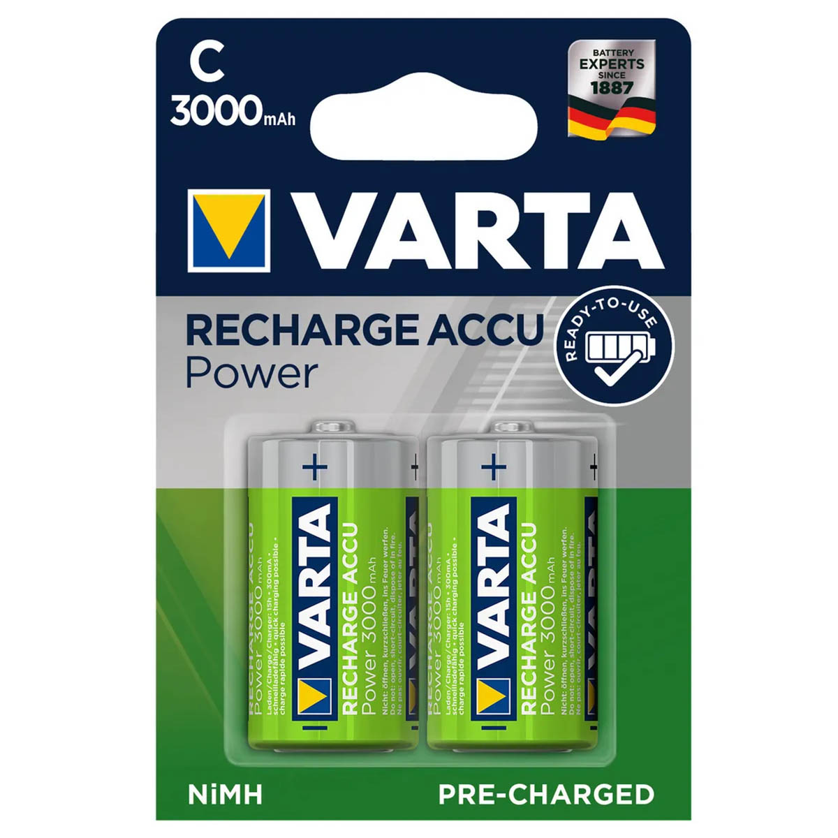Аккумулятор перезаряжаемый VARTA R14, C, BL2, NI-MH, 3000mAh