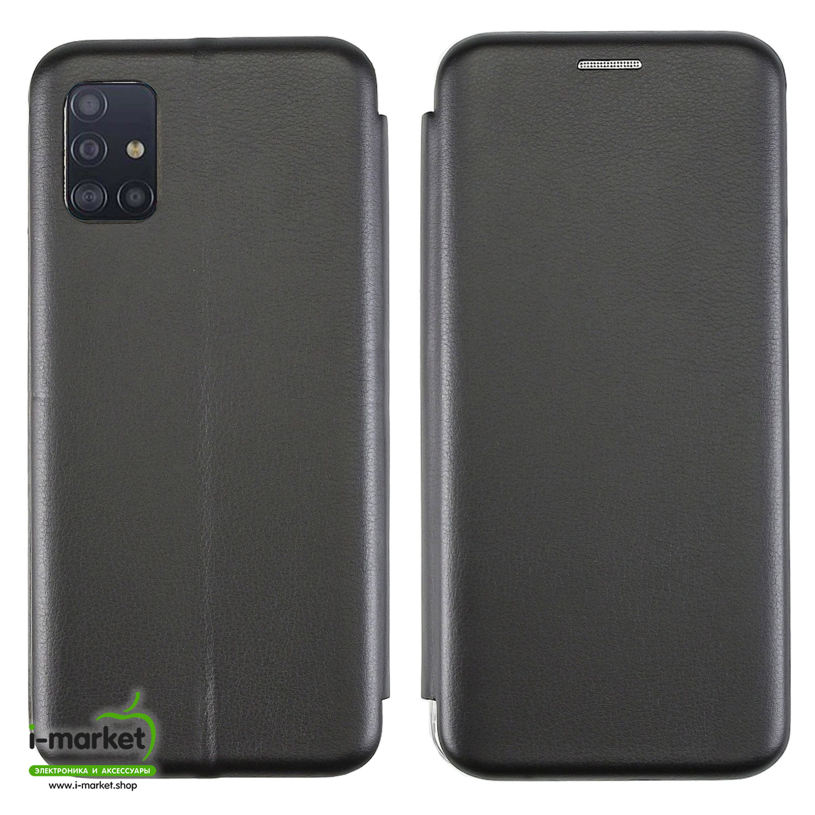 Чехол книжка для SAMSUNG Galaxy A51 (SM-A515), визитница, цвет черный.