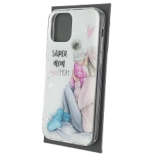 Чехол накладка Vinil для APPLE iPhone 12 (6.1"), iPhone 12 Pro (6.1"), силикон, блестки, глянцевый, рисунок Super mom girl MOM Чехол накладка Vinil для APPLE iPhone 12 (6.1"), iPhone 12 Pro (6.1"), силикон, блестки, глянцевый, рисунок Super mom girl MOM