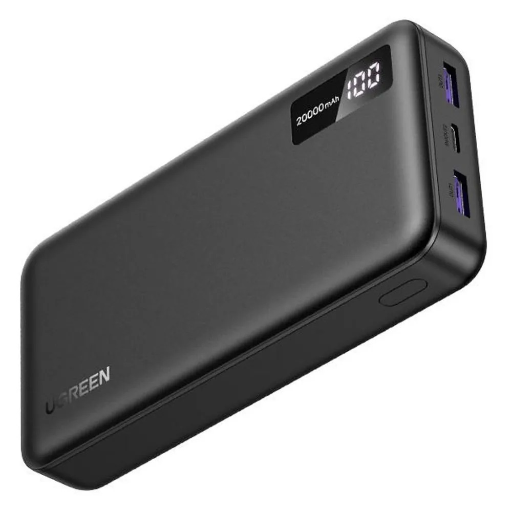 Внешний портативный аккумулятор, Power Bank UGREEN PB312, 20000 mAh, 22.5W, PD20W, LED дисплей, цвет черный
