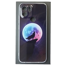Чехол накладка для XIAOMI Redmi A1 Plus, Redmi A2 Plus, POCO C51, защита камеры, силикон, глянцевый, рисунок Волк воет на луну