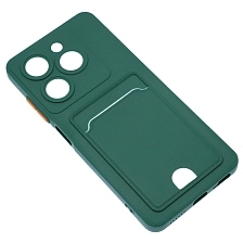 Чехол накладка BUTTON для TECNO Spark 20, TECNO Spark 20C, защита камеры, силикон, отдел для карт, цвет темно зеленый Чехол накладка BUTTON для TECNO Spark 20, TECNO Spark 20C, защита камеры, силикон, отдел для карт, цвет темно зеленый