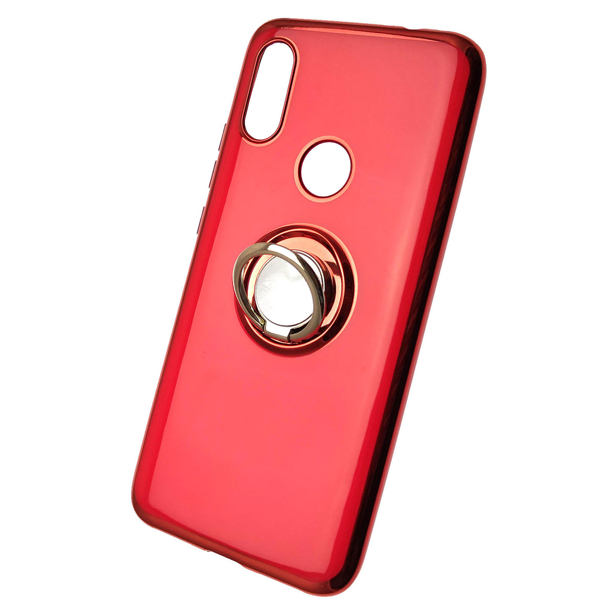 Чехол накладка для XIAOMI Redmi 7, силикон, кольцо держатель, цвет красный.