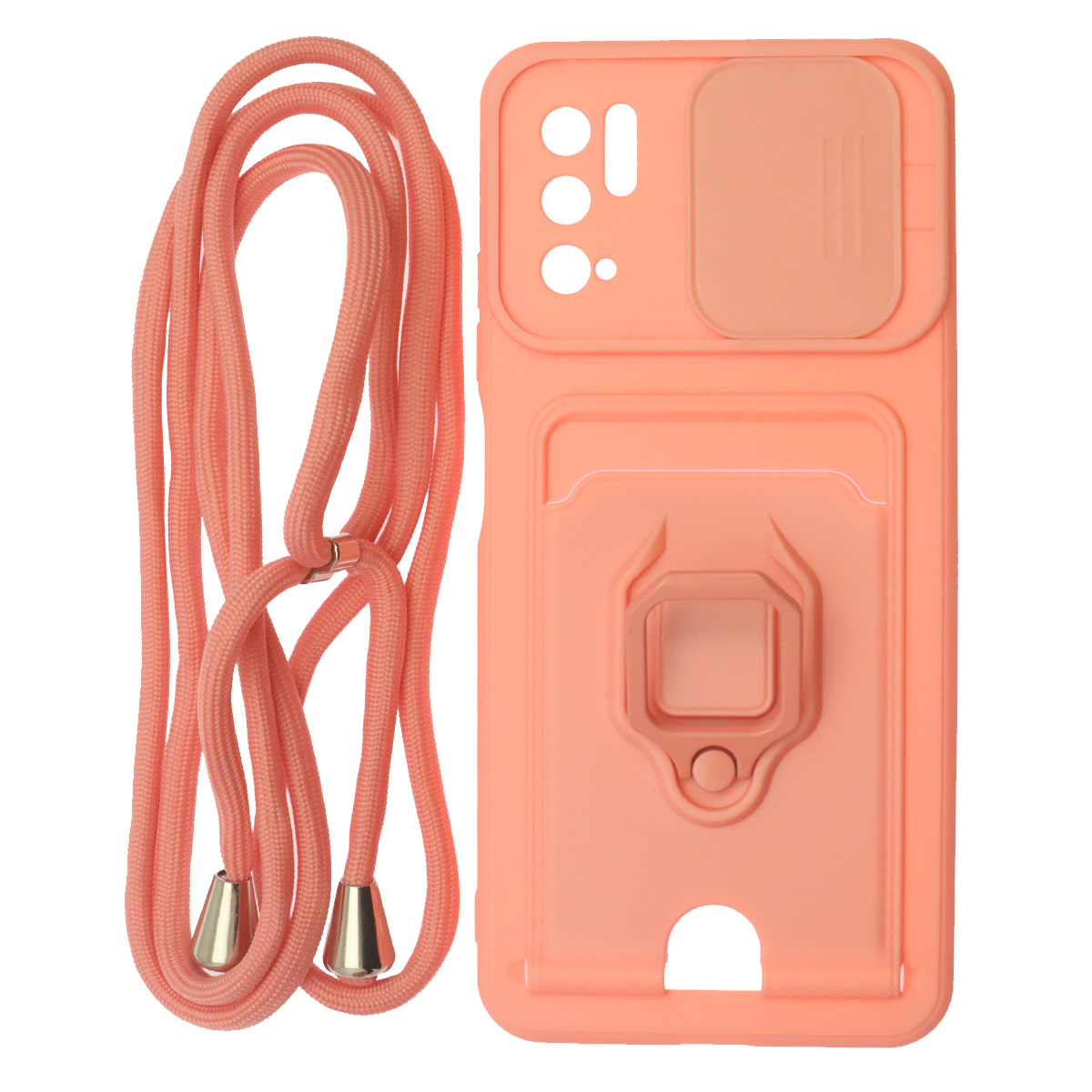 Чехол накладка MULTI FUNCTION 4 в 1 для XIAOMI POCO M3 Pro, XIAOMI Redmi Note 10T, Redmi Note 10 5G, цвет персиковый