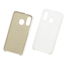 Чехол накладка Silicon Cover для SAMSUNG Galaxy A40 (SM-A405), силикон, бархат, цвет белый. Чехол накладка Silicon Cover для SAMSUNG Galaxy A40 (SM-A405), силикон, бархат, цвет белый.