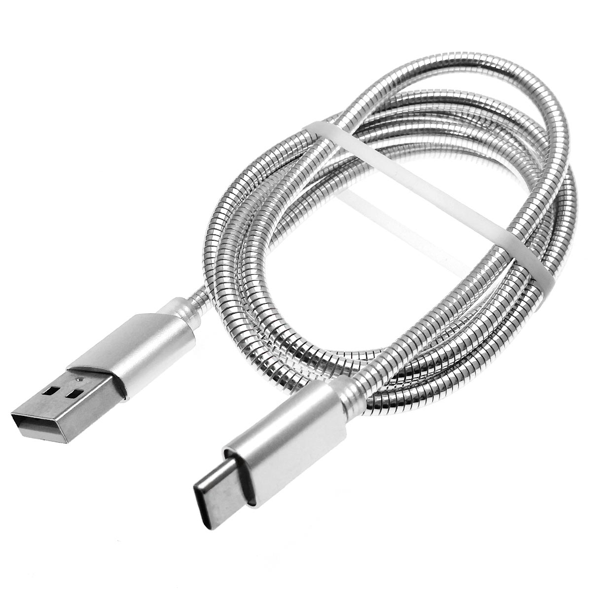 Кабель Type-C aka USB-C M2, металлический, длина 1 метр, цвет серебристый Кабель Type-C aka USB-C M2, металлический, длина 1 метр, цвет серебристый