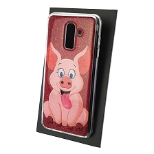 Чехол накладка для SAMSUNG Galaxy J8 2018 (SM-J810), силикон, блестки, глянцевый, рисунок Розовый поросенок Чехол накладка для SAMSUNG Galaxy J8 2018 (SM-J810), силикон, блестки, глянцевый, рисунок Розовый поросенок