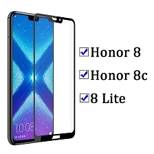 Защитное стекло "6D" Full Glue для HUAWEI Honor 8C, цвет канта чёрный.