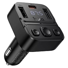 АЗУ (Автомобильное зарядное устройство) HOCO E87 Delta с FM трансмиттером, 35W, Bluetooth, 2 USB A, 1 USB Type C, LED дисплей, PD20W, цвет черный