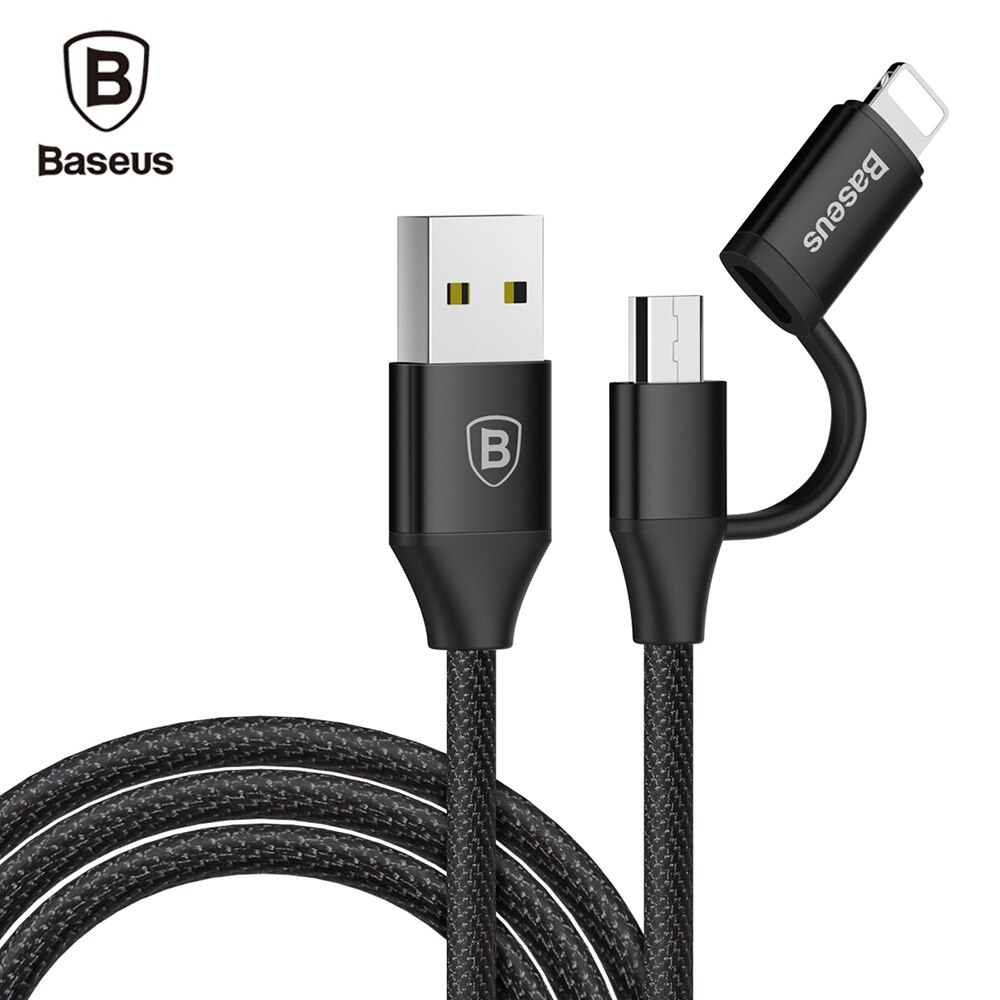 USB Дата-кабель"Baseus" Yiven 2 в 1 кабель (Micro/Lightning) 1M цвет чёрный. USB Дата-кабель"Baseus" Yiven 2 в 1 кабель (Micro/Lightning) 1M цвет чёрный.