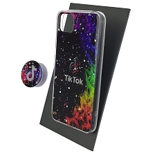 Чехол накладка для HUAWEI Honor 9S (DUA-LX9), Y5P 2020, силикон, фактурный глянец, с поп сокетом, рисунок Tik Tok Чехол накладка для HUAWEI Honor 9S (DUA-LX9), Y5P 2020, силикон, фактурный глянец, с поп сокетом, рисунок Tik Tok