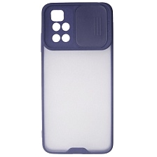 Чехол накладка LIFE TIME для XIAOMI Redmi 10 (2021), Redmi 10 (2022), силикон, пластик, матовый, со шторкой для защиты задней камеры, цвет окантовки темно синий