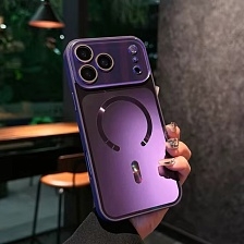 Чехол накладка BEXFLOVE для APPLE iPhone 17, Magsafe, защита камер, пластик, силикон, цвет пурпурный