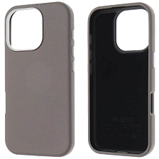 Чехол накладка для APPLE iPhone 16 Pro (6.3"), силикон, пластик, текстура кожи, бархат, цвет серый Чехол накладка для APPLE iPhone 16 Pro (6.3"), силикон, пластик, текстура кожи, бархат, цвет серый