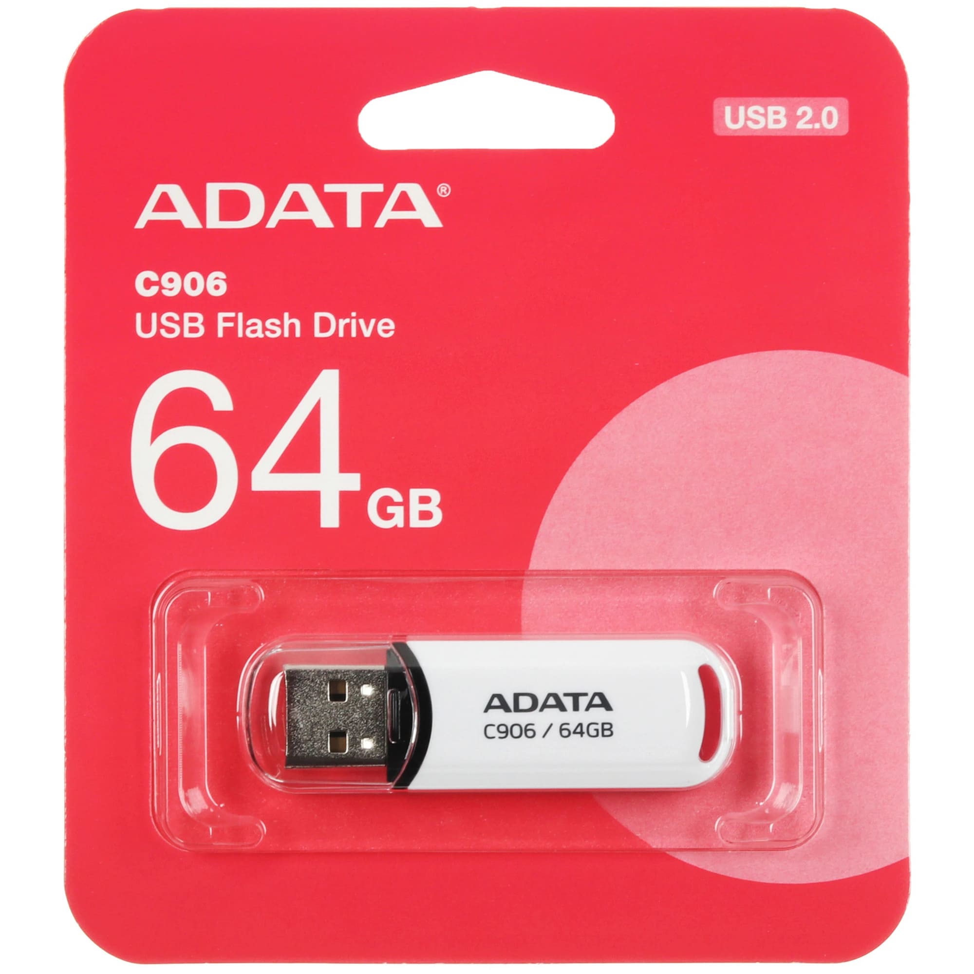 Флешка USB 2.0 64GB ADATA C906 (AC906-64G-RWH), цвет белый