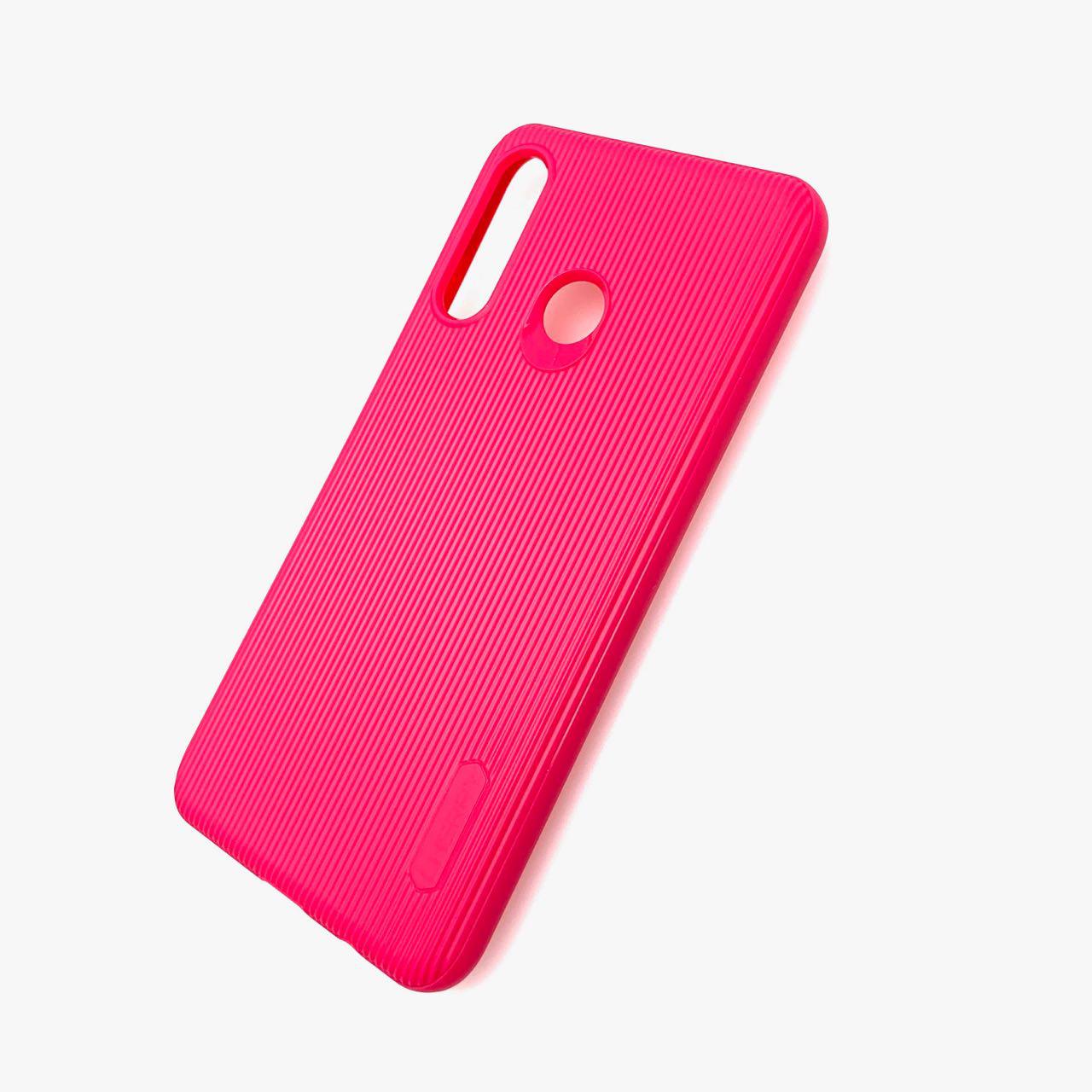 Чехол накладка Cherry для HUAWEI P30 Lite, Nova 4E 2019, силикон, полоски, цвет малиновый.