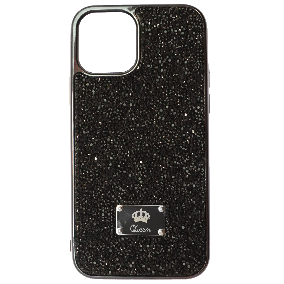 Чехол накладка Queen для APPLE iPhone 12, iPhone 12 Pro, силикон, стразы, цвет черный