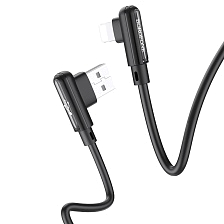 Кабель BOROFONE BX58 Lucky Lightning 8 pin, 2.4A, длина 1 метр, угловые коннекторы, цвет черный Кабель BOROFONE BX58 Lucky Lightning 8 pin, 2.4A, длина 1 метр, угловые коннекторы, цвет черный
