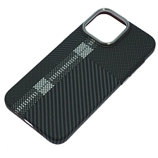 Чехол накладка MOSBROS с поддержкой MagSafe для APPLE iPhone 15 Pro Max (6.7"), пластик, карбон, рисунок, цвет черно серый Чехол накладка MOSBROS с поддержкой MagSafe для APPLE iPhone 15 Pro Max (6.7"), пластик, карбон, рисунок, цвет черно серый
