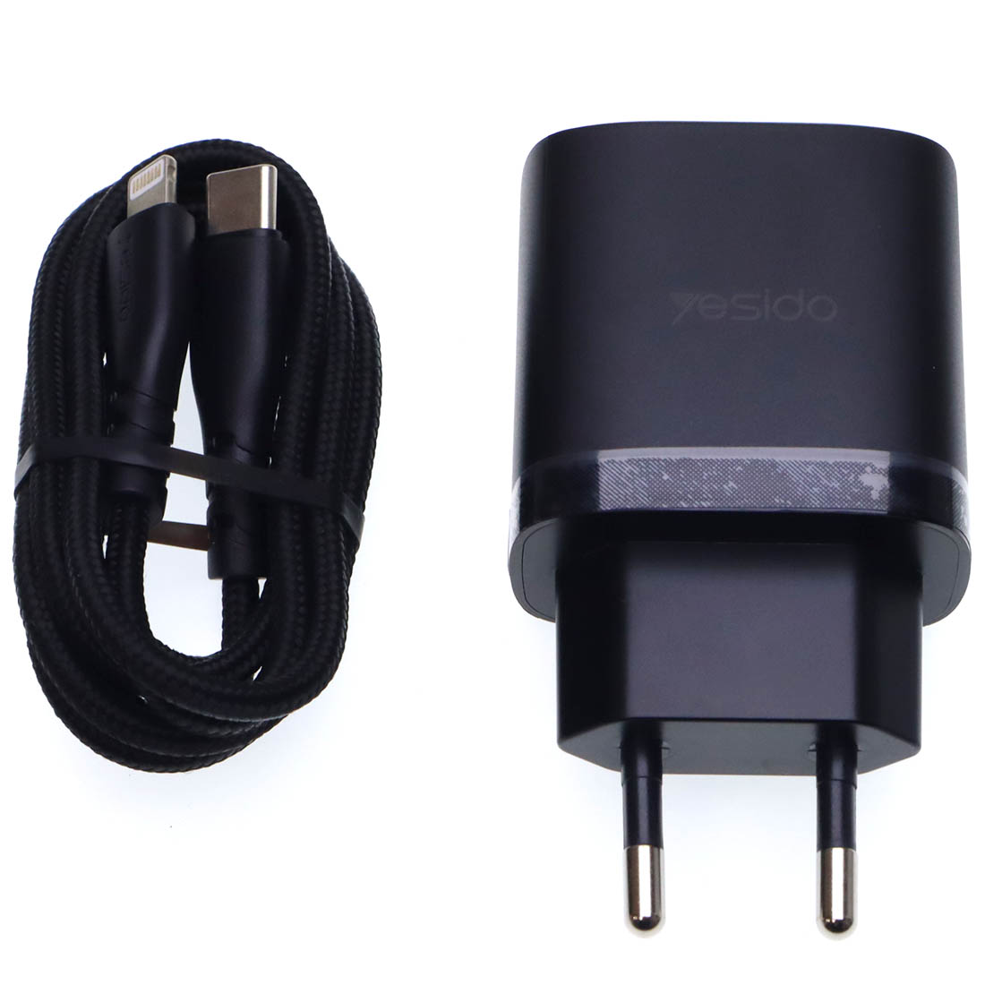 СЗУ (Сетевое зарядное устройство) YESIDO YC52 с кабелем USB Type C на Lightning 8 pin, 30W, 1 USB Type C, 1 USB, 1 Lightning 8 pin, длина 1 метр, цвет черный