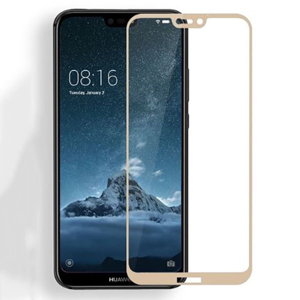 Защитное стекло 5D для HUAWEI P20 Lite, Nova 3E, цвет окантовки золотистый