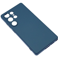 Чехол накладка NANO для SAMSUNG Galaxy S25 Ultra, защита камеры, силикон, бархат, цвет темно синий