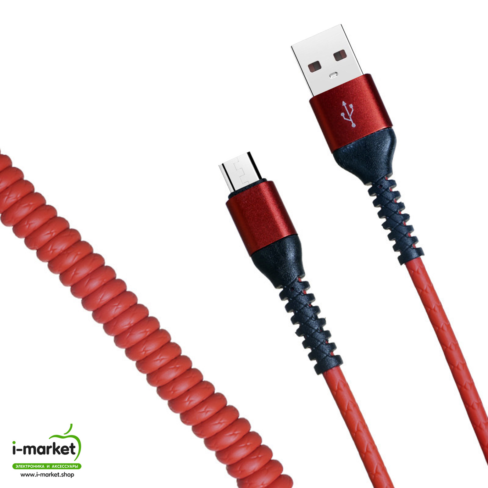 USB Дата-кабель R22 Micro USB, витой, силикон, длина 1 метр, 2A, цвет красный USB Дата-кабель R22 Micro USB, витой, силикон, длина 1 метр, 2A, цвет красный