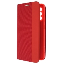 Чехол книжка MESH для SAMSUNG Galaxy A52 (SM-A525), текстиль, силикон, бархат, визитница, цвет красный