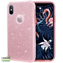Чехол накладка Shine для APPLE iPhone X, iPhone XS, силикон, блестки, цвет розовый Чехол накладка Shine для APPLE iPhone X, iPhone XS, силикон, блестки, цвет розовый
