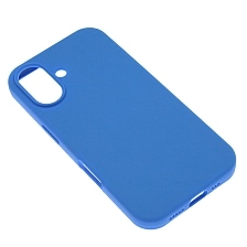 Чехол накладка Silicone Case для APPLE iPhone 16 (6.1"), силикон, бархат, цвет синий