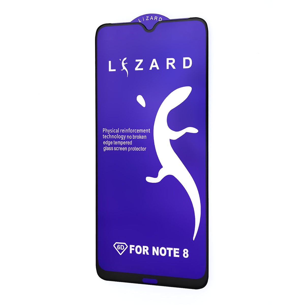 Защитное стекло 9D Lizard для XIAOMI Redmi Note 8, цвет черный.