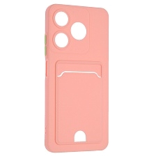 Чехол накладка BUTTON для TECNO Spark 10, TECNO Spark 10C, защита камеры, силикон, отдел для карт, цвет розовый Чехол накладка BUTTON для TECNO Spark 10, TECNO Spark 10C, защита камеры, силикон, отдел для карт, цвет розовый