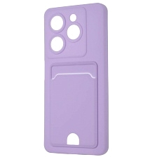 Чехол накладка BUTTON для INFINIX Hot 40i, Smart 8, SMART 8 Plus, защита камеры, силикон, отдел для карт, цвет сиреневый