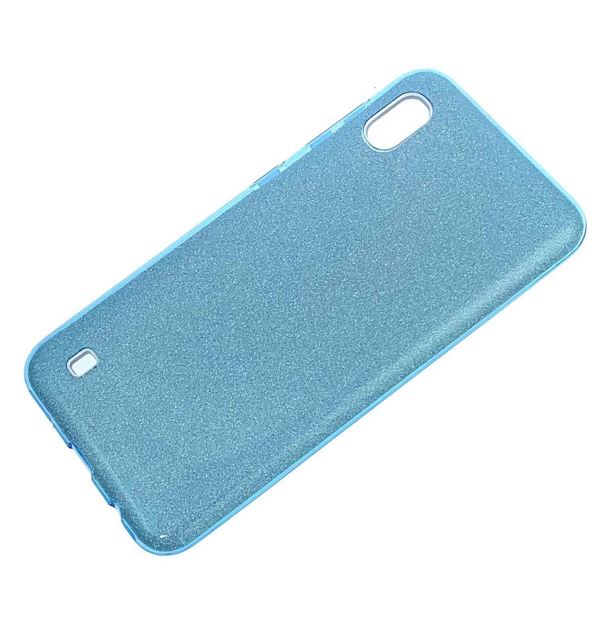 Чехол накладка Shine для SAMSUNG Galaxy A10 (SM-A105), силикон, блестки, цвет голубой Чехол накладка Shine для SAMSUNG Galaxy A10 (SM-A105), силикон, блестки, цвет голубой