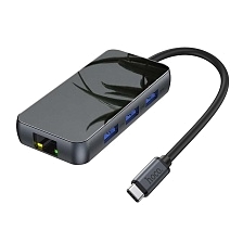 Переходник, адаптер, хаб концентратор HOCO HB16 Easy expand 6 in 1, 67W, цвет черно серый Переходник, адаптер, хаб концентратор HOCO HB16 Easy expand 6 in 1, 67W, цвет черно серый