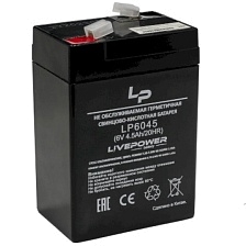 Аккумулятор свинцово кислотный Live Power LP6045, 6V, 4.5Ah