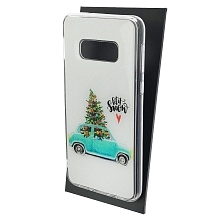 Чехол накладка для SAMSUNG Galaxy S10e (SM-G970), силикон, глянцевый, блестки, рисунок Fetil Snow