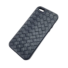 Чехол накладка для APPLE iPhone 5, 5S, SE, силикон, плетенный, цвет черный