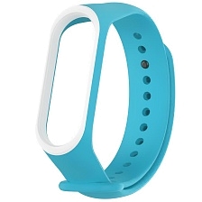 Ремешок на запястье, браслет для XIAOMI Mi Band 3, 4, силикон, цвет голубой с белой окантовкой Ремешок на запястье, браслет для XIAOMI Mi Band 3, 4, силикон, цвет голубой с белой окантовкой