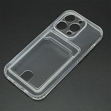 Чехол накладка CARD CASE для APPLE iPhone 14 Pro, защита камеры, силикон, отдел для карт, цвет прозрачный