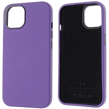 Чехол накладка для APPLE iPhone 14 (6.1"), силикон, пластик, текстура кожи, бархат, цвет сиреневый Чехол накладка для APPLE iPhone 14 (6.1"), силикон, пластик, текстура кожи, бархат, цвет сиреневый
