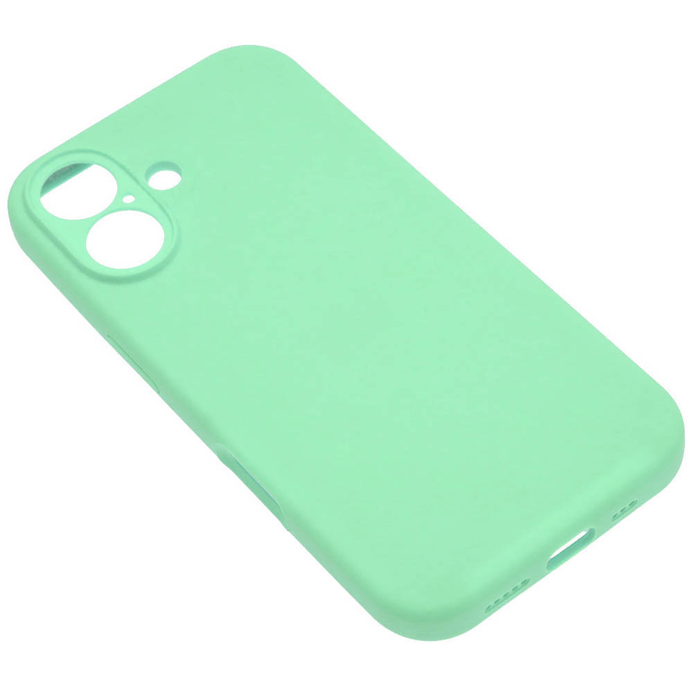 Чехол накладка Silicone Case для APPLE iPhone 16, защита камеры, силикон, бархат, цвет мятный