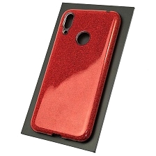 Чехол накладка Shine для HUAWEI Y7 2019, силикон, блестки, цвет красный